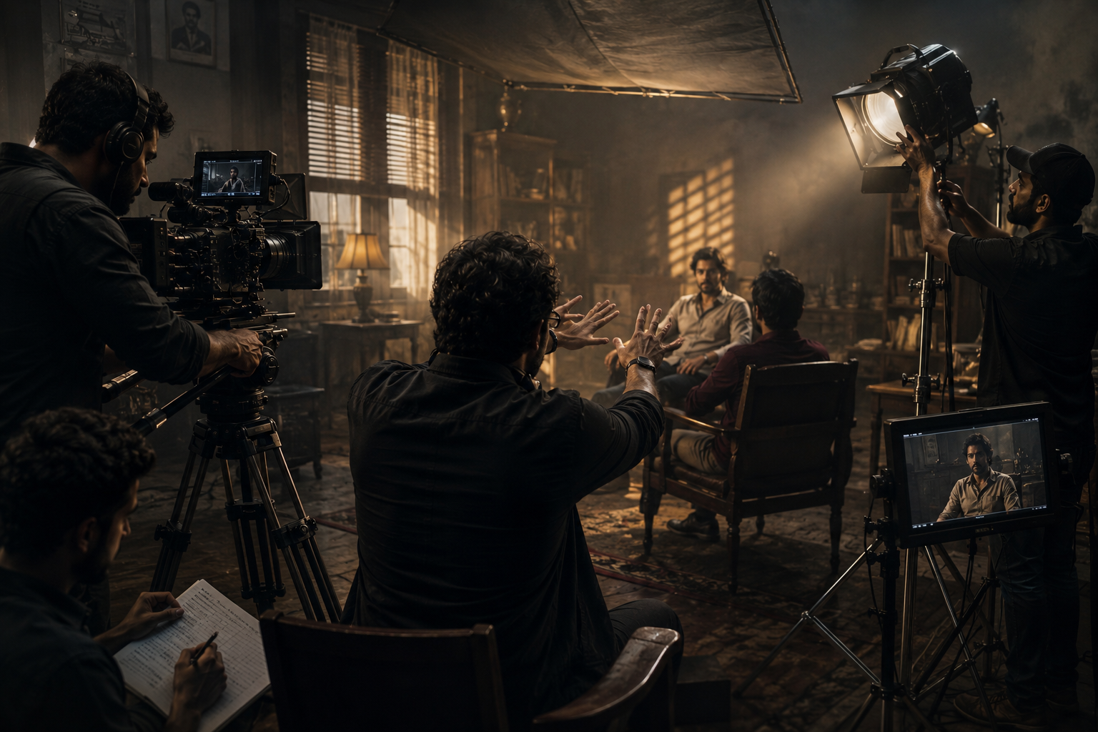 A camera operator filming on a production shoot